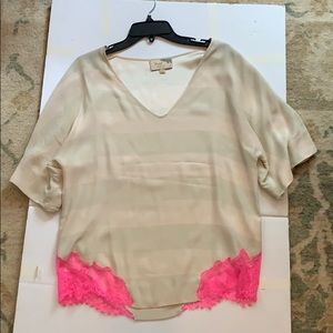 Elizabeth & James Silk and Lace Blouse